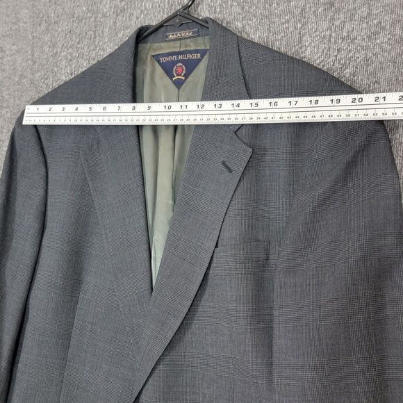 Vintage Tommy Hilfiger Blazer Mens 43R Gray Plaid Wool USA Made Jacket ACTWU - Picture 10 of 16